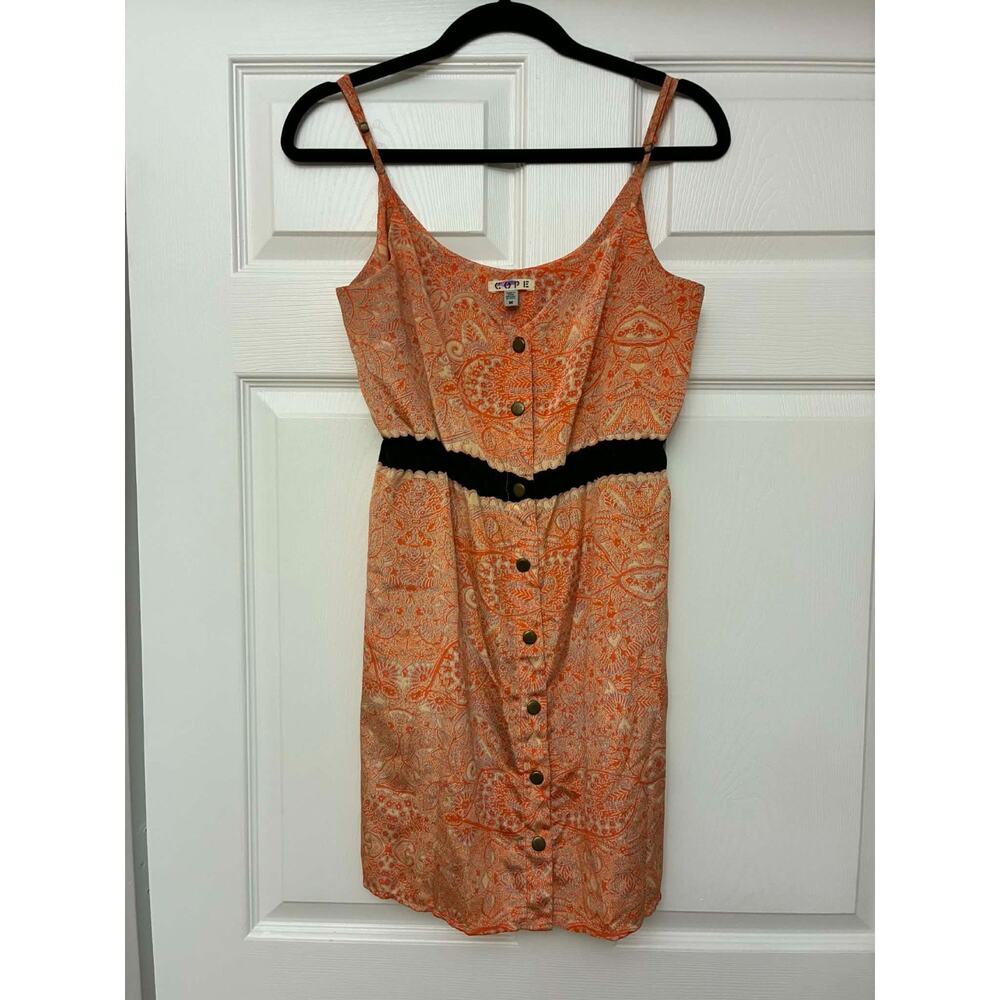 C.O.P.E. Urban Outfitters Paisley Dress‎ M Orange Boho Button Front